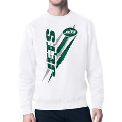 New York Jets Starter Color Scratch Team Graphic Fleece Pullover Sweatshirt - White Pullover