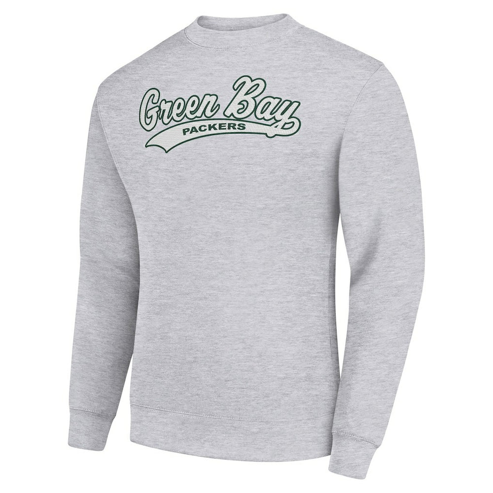 Green Bay Packers Starter Tailsweep Team Graphic Tri-Blend Fleece Pullover Sweatshirt - Heather Gray Pullover