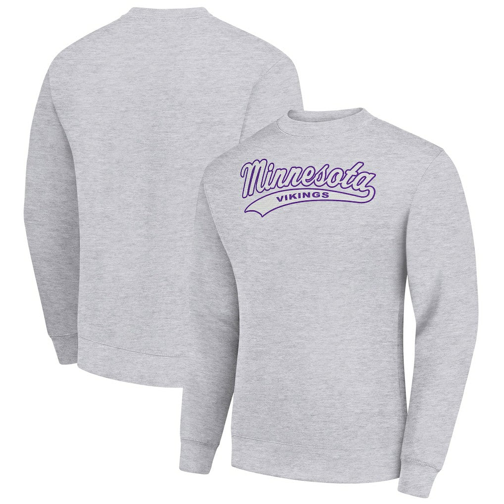 Minnesota Vikings Starter Tailsweep Team Graphic Tri-Blend Fleece Pullover Sweatshirt - Heather Gray Pullover