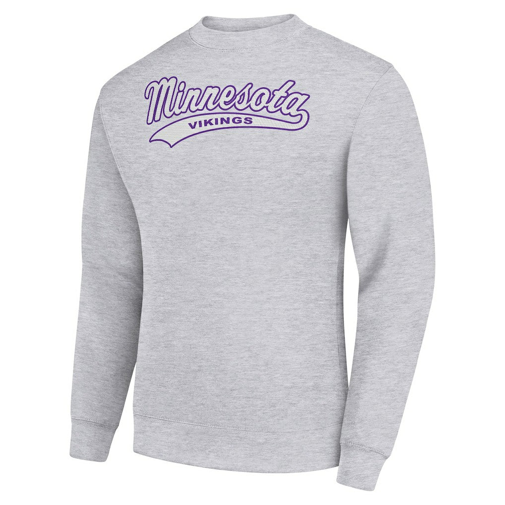 Minnesota Vikings Starter Tailsweep Team Graphic Tri-Blend Fleece Pullover Sweatshirt - Heather Gray Pullover