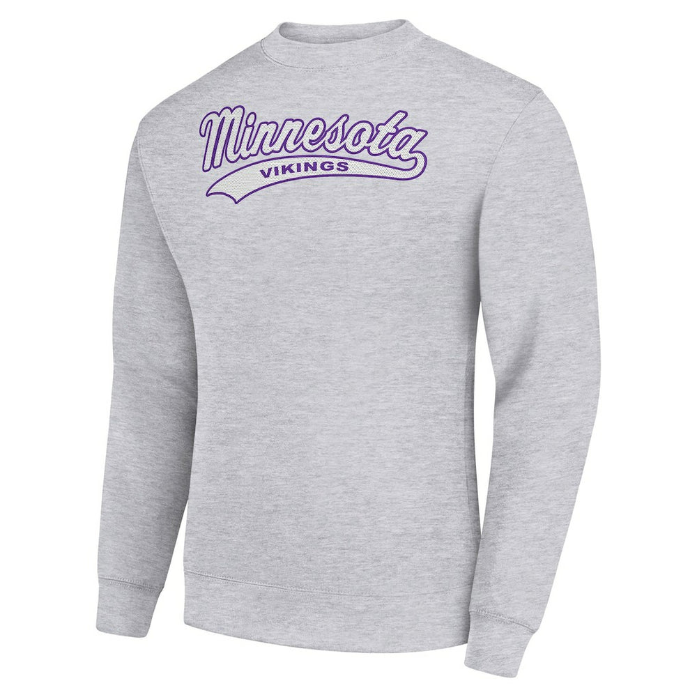 Minnesota Vikings Starter Tailsweep Team Graphic Tri-Blend Fleece Pullover Sweatshirt - Heather Gray Pullover