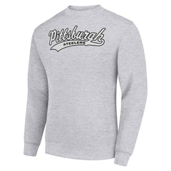 Pittsburgh Steelers Starter Tailsweep Team Graphic Tri-Blend Fleece Pullover Sweatshirt - Heather Gray Pullover