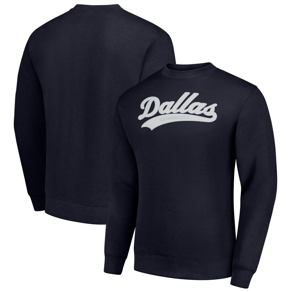 Dallas Cowboys Starter Tailsweep Team Graphic Tri-Blend Fleece Pullover Sweatshirt - Navy Pullover