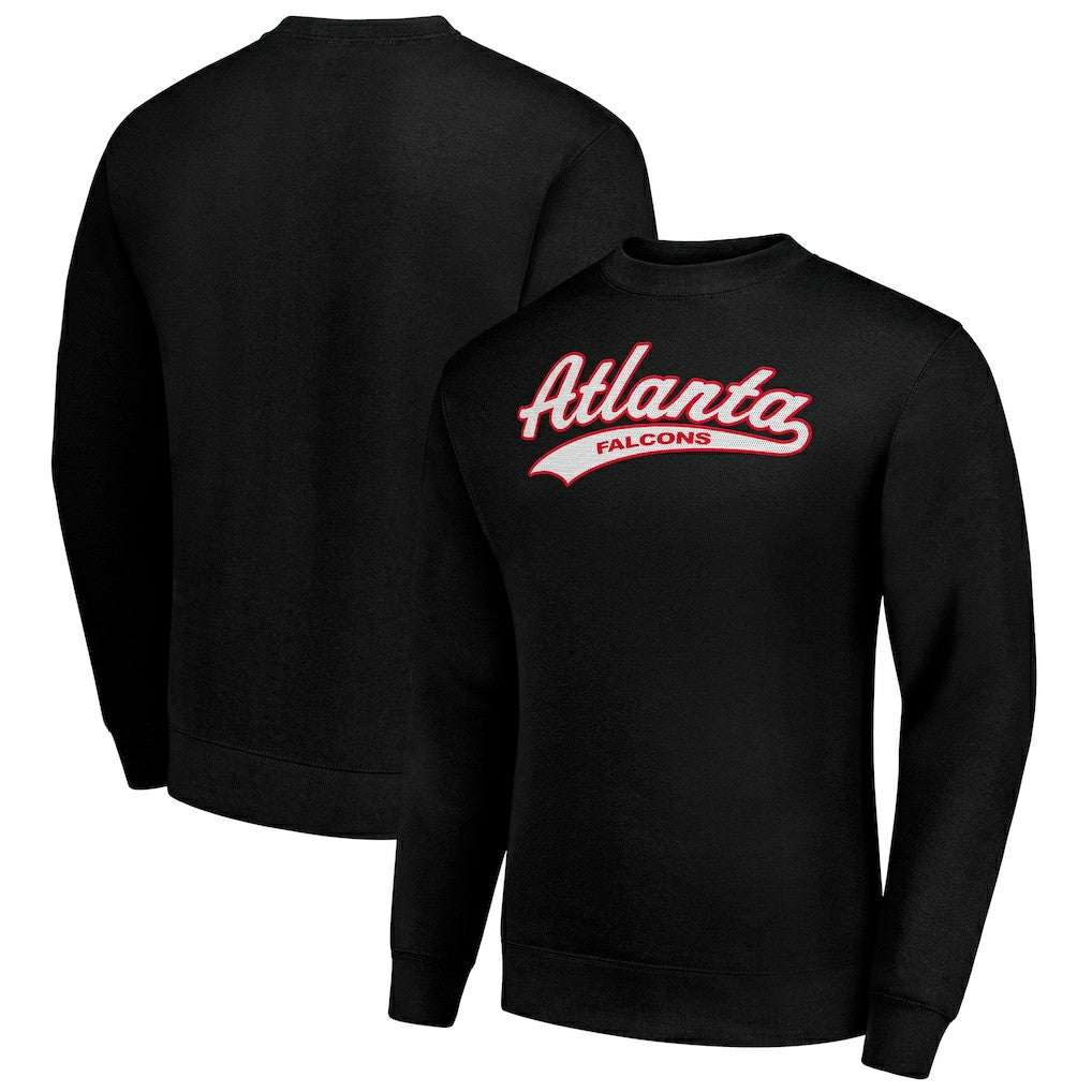 Atlanta Falcons Starter Tailsweep Team Graphic Tri-Blend Fleece Pullover Sweatshirt - Black Pullover