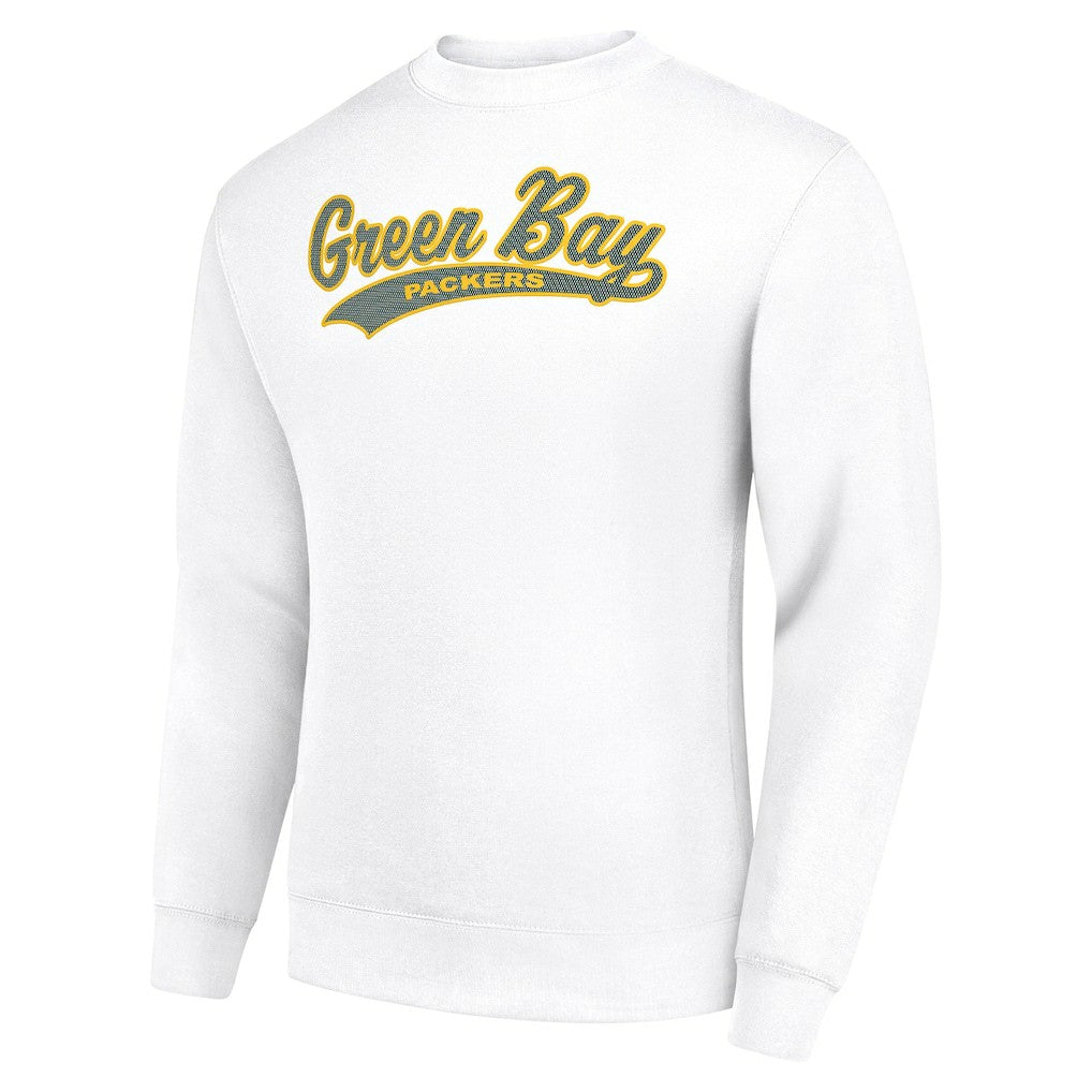 Green Bay Packers Starter Tailsweep Team Graphic Tri-Blend Fleece Pullover Sweatshirt - White Pullover