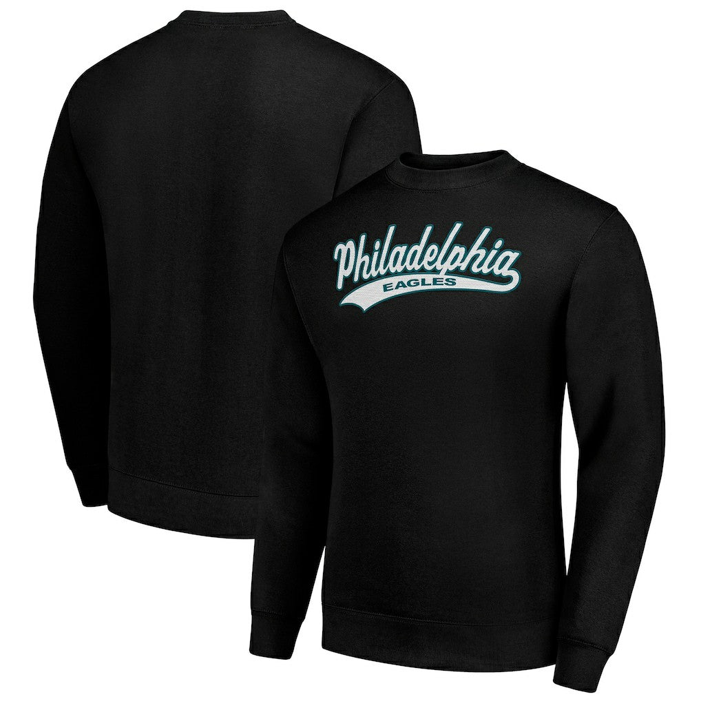 Philadelphia Eagles Starter Tailsweep Team Graphic Tri-Blend Fleece Pullover Sweatshirt - Black Pullover