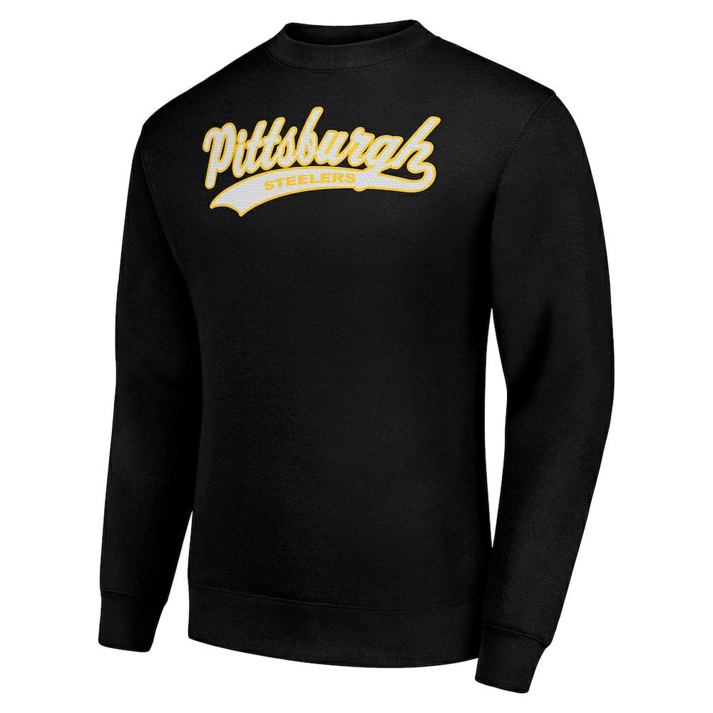Pittsburgh Steelers Starter Tailsweep Team Graphic Tri-Blend Fleece Pullover Sweatshirt - Black Pullover