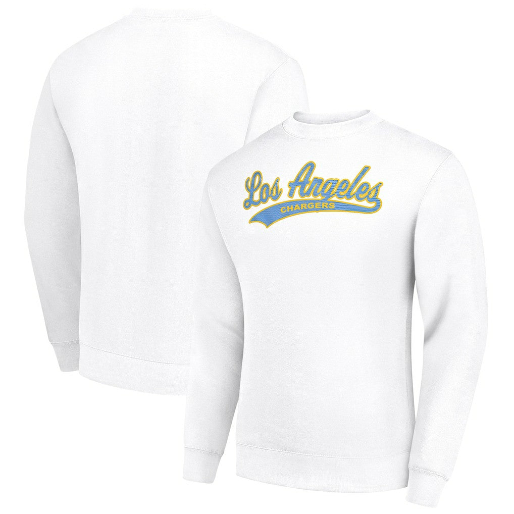 Los Angeles Chargers Starter Tailsweep Team Graphic Tri-Blend Fleece Pullover Sweatshirt - White Pullover