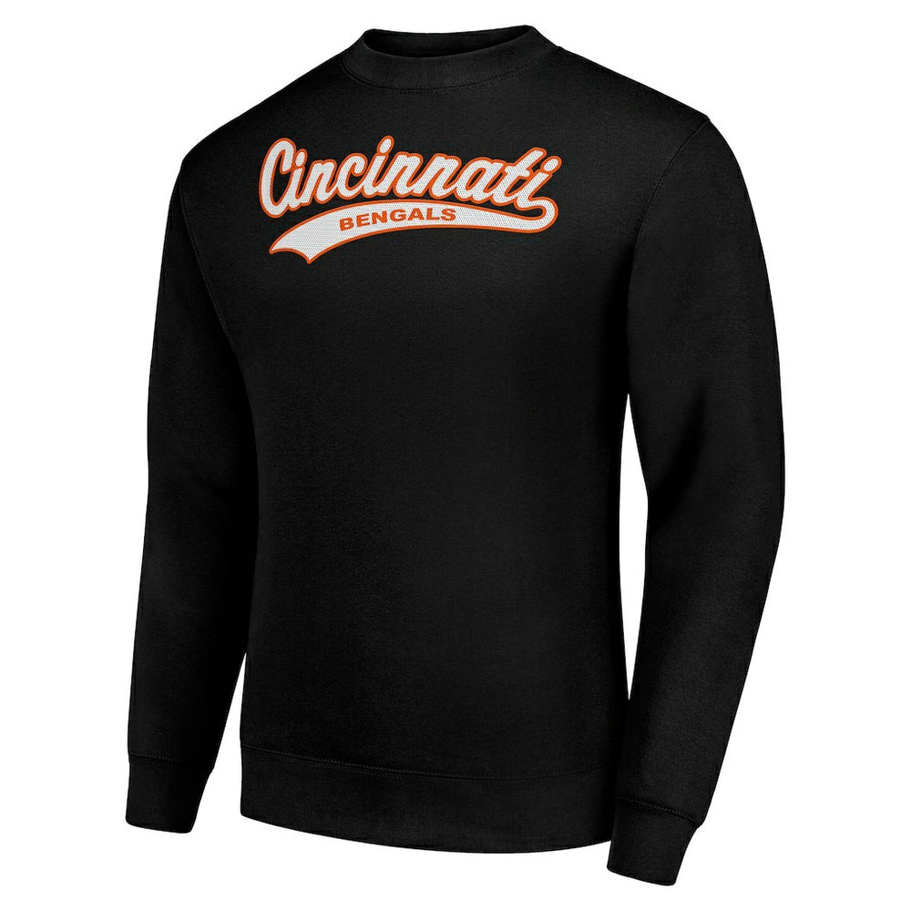 Cincinnati Bengals Starter Tailsweep Team Graphic Tri-Blend Fleece Pullover Sweatshirt - Black Pullover