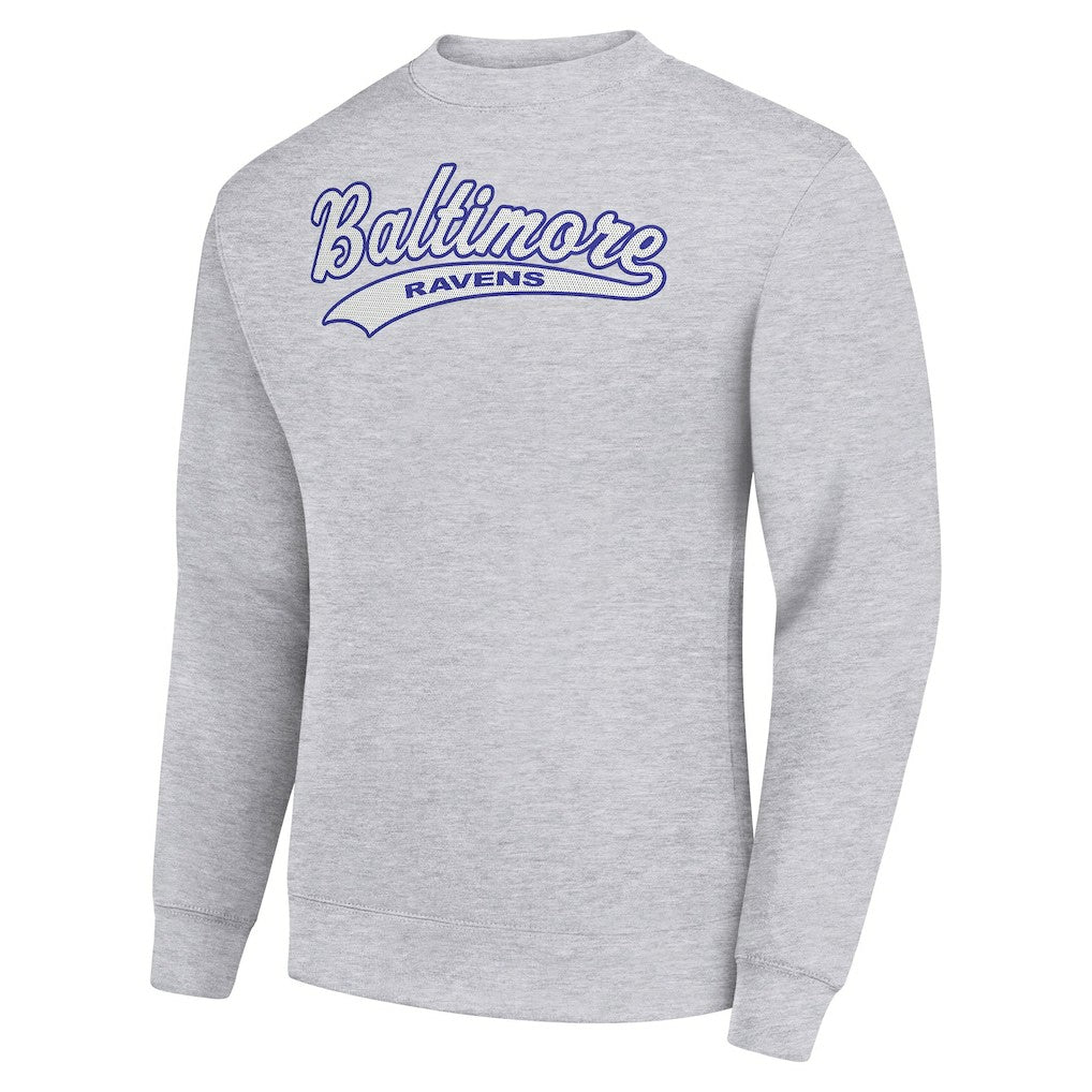 Baltimore Ravens Starter Tailsweep Team Graphic Tri-Blend Fleece Pullover Sweatshirt - Heather Gray Pullover
