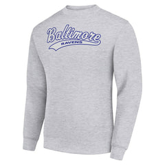 Baltimore Ravens Starter Tailsweep Team Graphic Tri-Blend Fleece Pullover Sweatshirt - Heather Gray Pullover