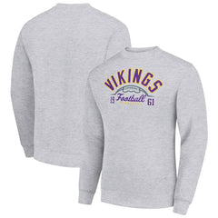 Minnesota Vikings Starter Half Ball Team Graphic Tri-Blend Fleece Pullover Sweatshirt - Heather Gray Pullover