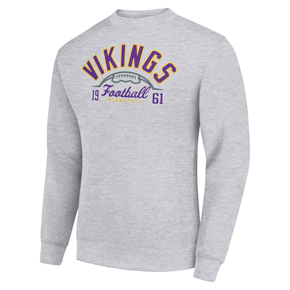 Minnesota Vikings Starter Half Ball Team Graphic Tri-Blend Fleece Pullover Sweatshirt - Heather Gray Pullover