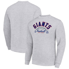 New York Giants Starter Half Ball Team Graphic Tri-Blend Fleece Pullover Sweatshirt - Heather Gray Pullover
