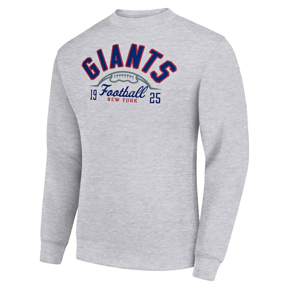 New York Giants Starter Half Ball Team Graphic Tri-Blend Fleece Pullover Sweatshirt - Heather Gray Pullover