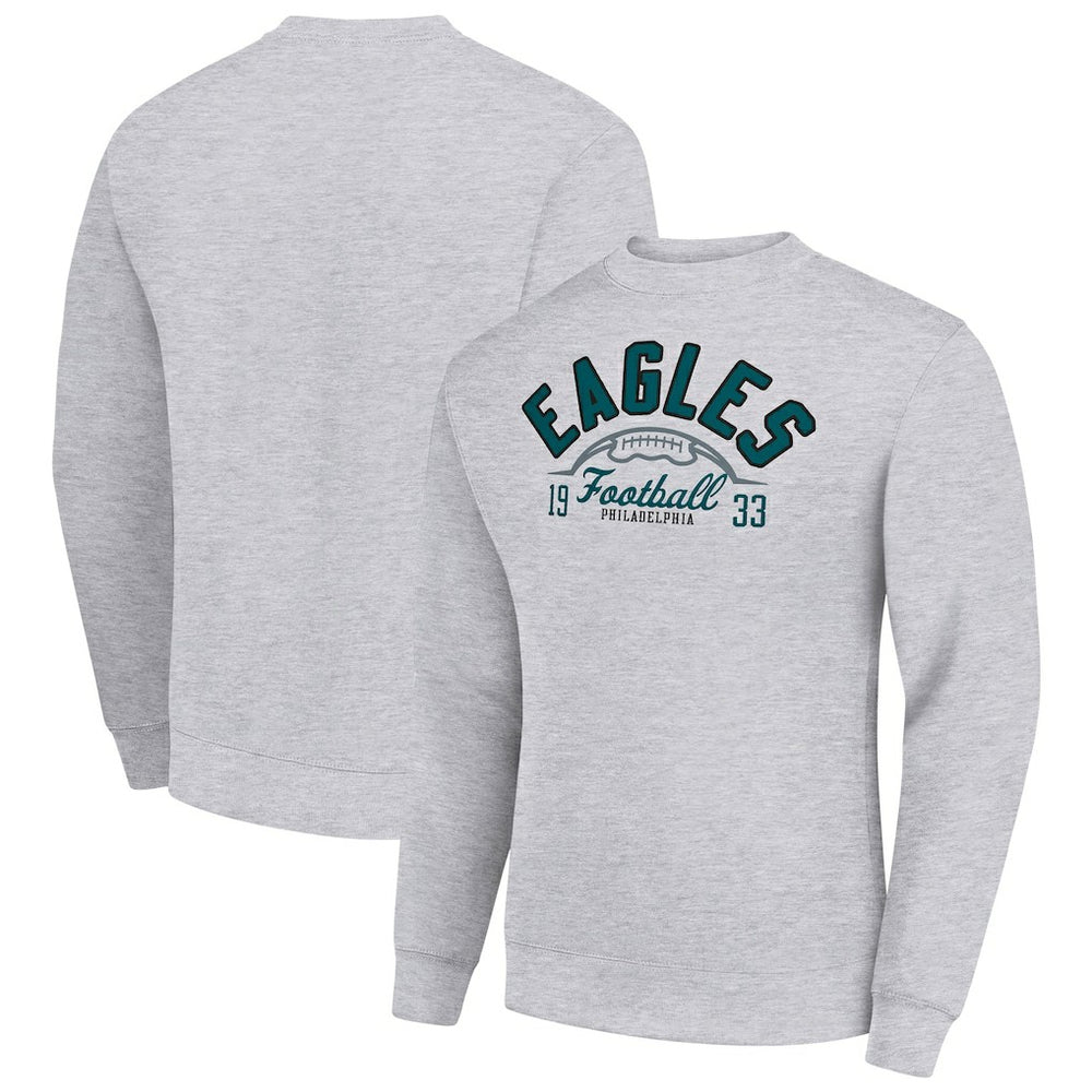 Philadelphia Eagles Starter Half Ball Team Graphic Tri-Blend Fleece Pullover Sweatshirt - Heather Gray Pullover