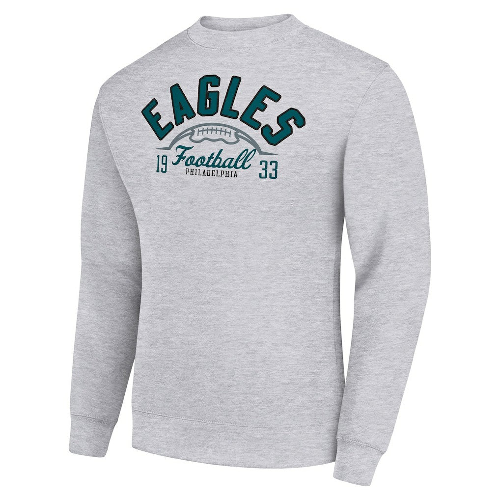Philadelphia Eagles Starter Half Ball Team Graphic Tri-Blend Fleece Pullover Sweatshirt - Heather Gray Pullover