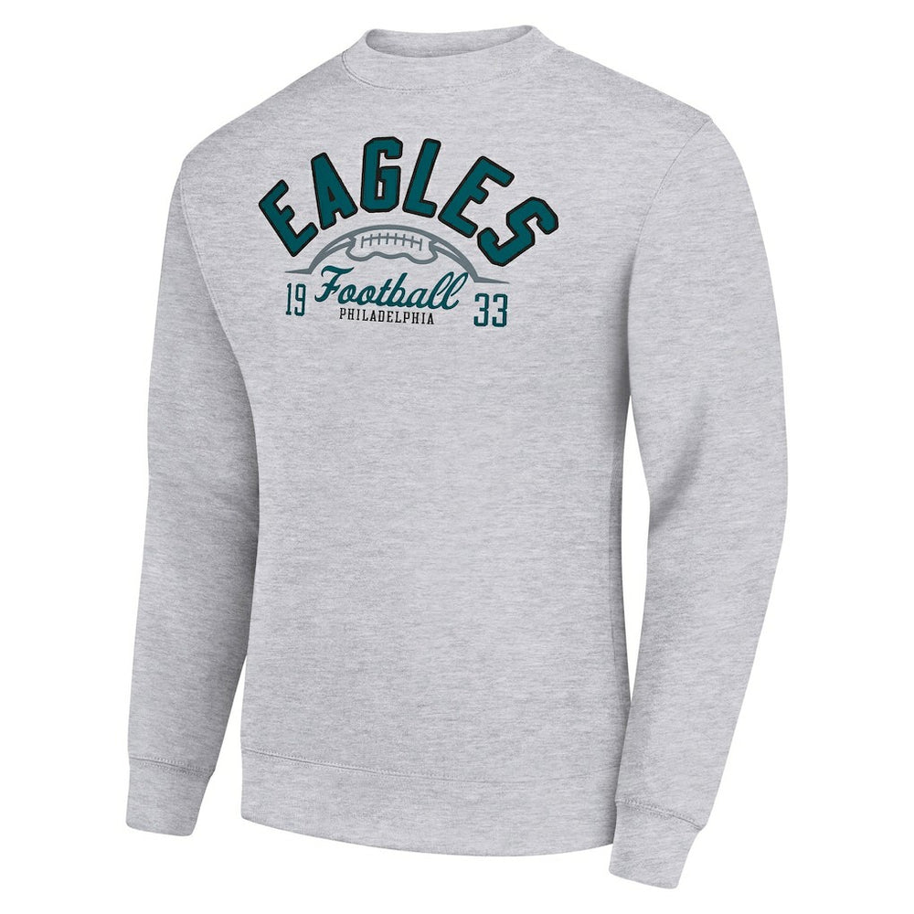 Philadelphia Eagles Starter Half Ball Team Graphic Tri-Blend Fleece Pullover Sweatshirt - Heather Gray Pullover