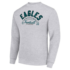 Philadelphia Eagles Starter Half Ball Team Graphic Tri-Blend Fleece Pullover Sweatshirt - Heather Gray Pullover