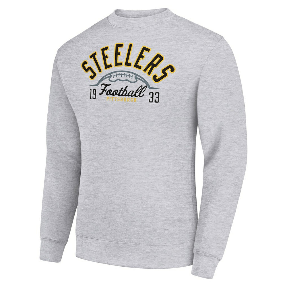 Pittsburgh Steelers Starter Half Ball Team Graphic Tri-Blend Fleece Pullover Sweatshirt - Heather Gray Pullover
