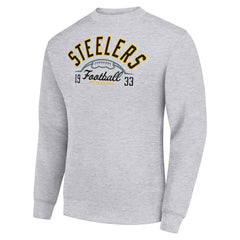 Pittsburgh Steelers Starter Half Ball Team Graphic Tri-Blend Fleece Pullover Sweatshirt - Heather Gray Pullover