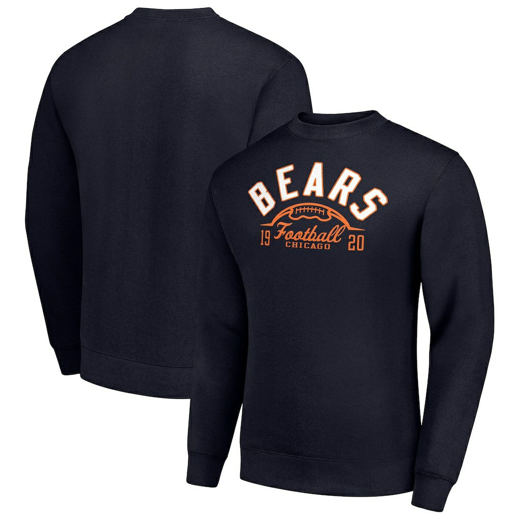 Chicago Bears Starter Half Ball Team Graphic Tri-Blend Fleece Pullover Sweatshirt - Navy Pullover