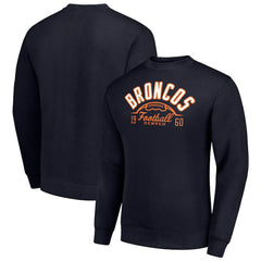 Denver Broncos Starter Half Ball Team Graphic Tri-Blend Fleece Pullover Sweatshirt - Navy Pullover