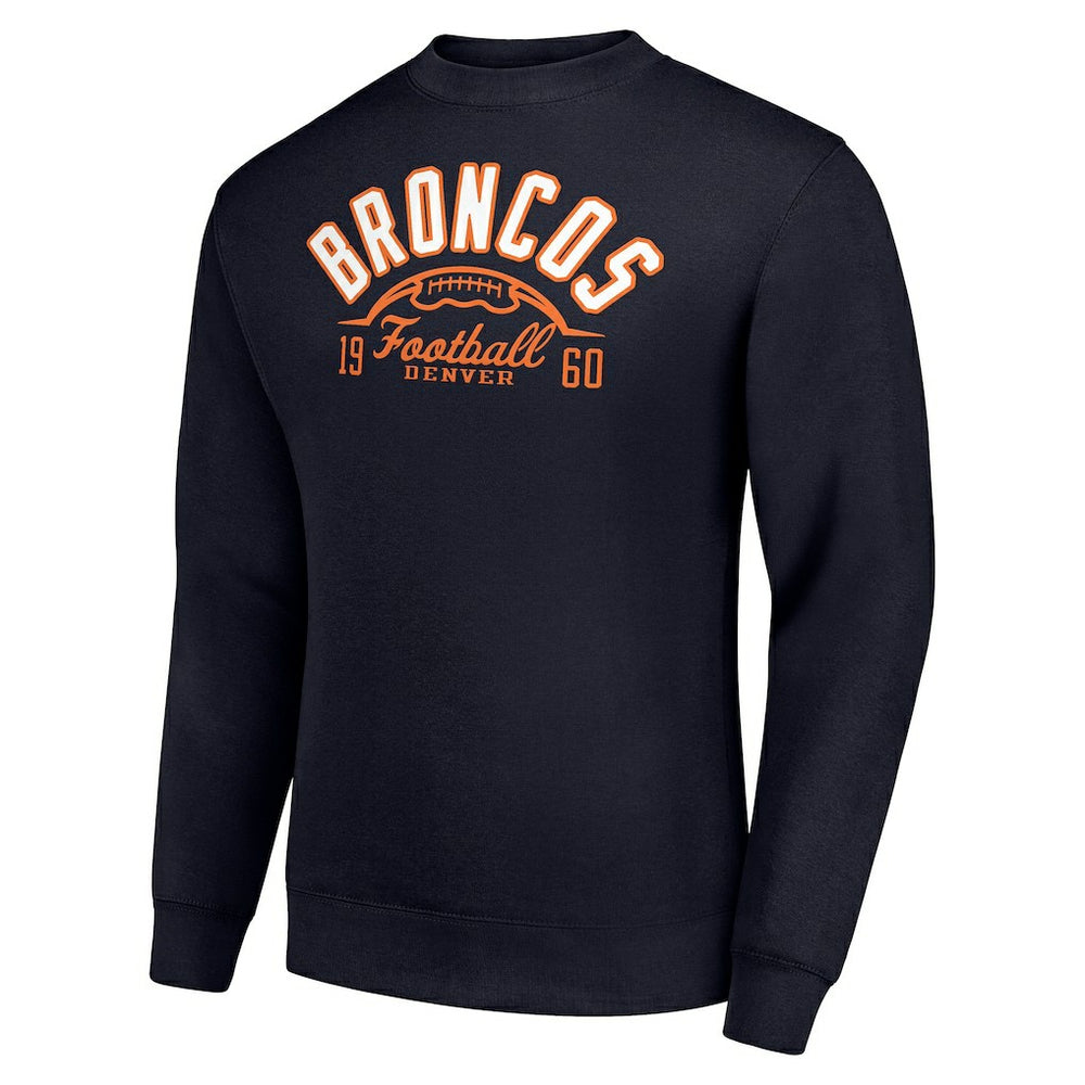 Denver Broncos Starter Half Ball Team Graphic Tri-Blend Fleece Pullover Sweatshirt - Navy Pullover