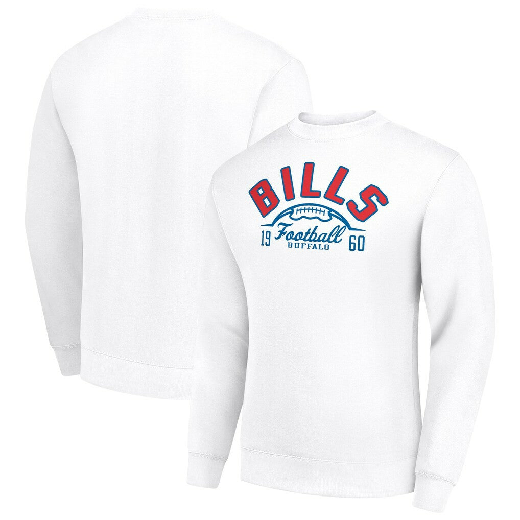Buffalo Bills Starter Half Ball Team Graphic Tri-Blend Fleece Pullover Sweatshirt - White Pullover