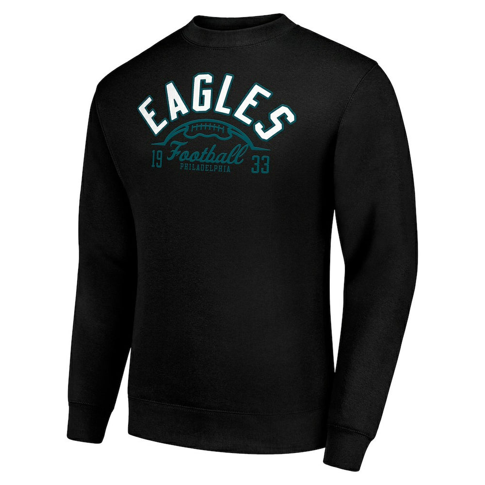 Philadelphia Eagles Starter Half Ball Team Graphic Tri-Blend Fleece Pullover Sweatshirt - Black Pullover