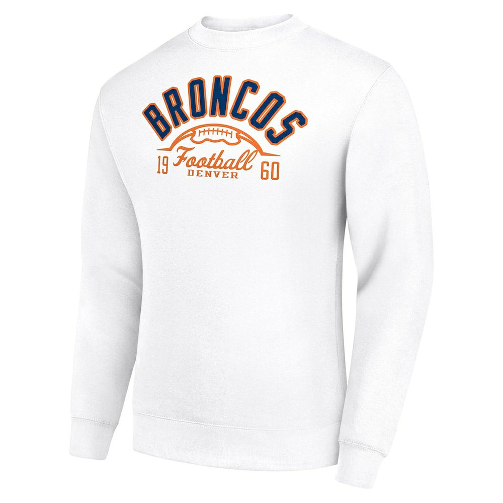 Denver Broncos Starter Half Ball Team Graphic Tri-Blend Fleece Pullover Sweatshirt - White Pullover