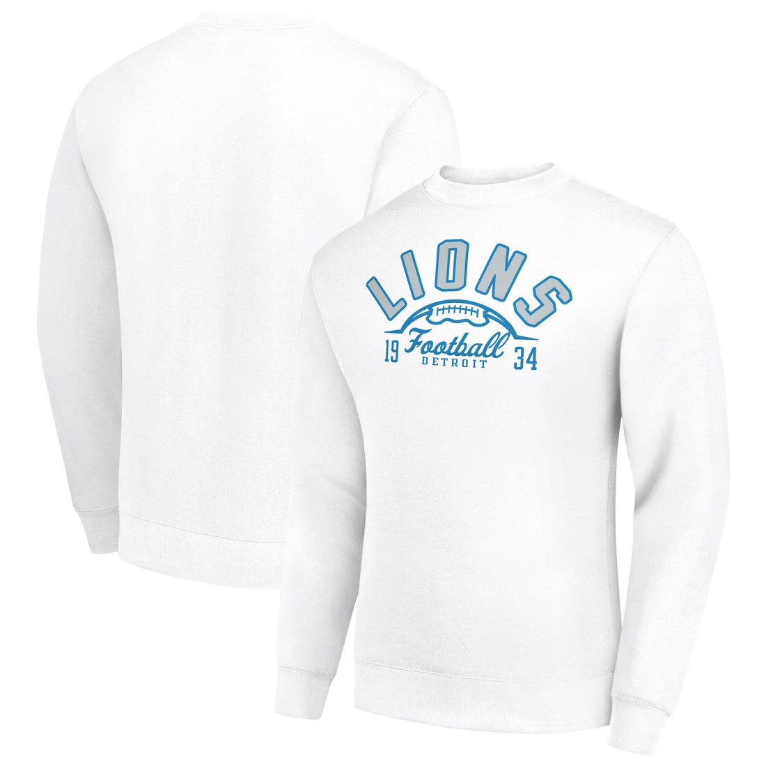 Detroit Lions Starter Half Ball Team Graphic Tri-Blend Fleece Pullover Sweatshirt - White Pullover