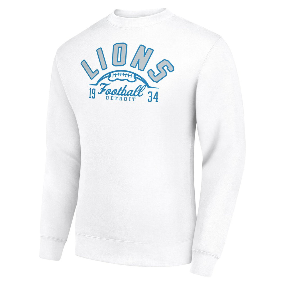 Detroit Lions Starter Half Ball Team Graphic Tri-Blend Fleece Pullover Sweatshirt - White Pullover