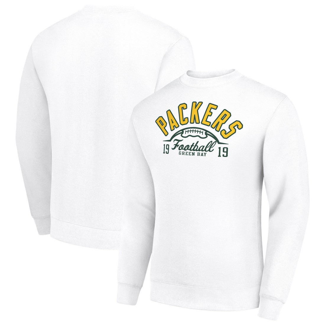 Green Bay Packers Starter Half Ball Team Graphic Tri-Blend Fleece Pullover Sweatshirt - White Pullover