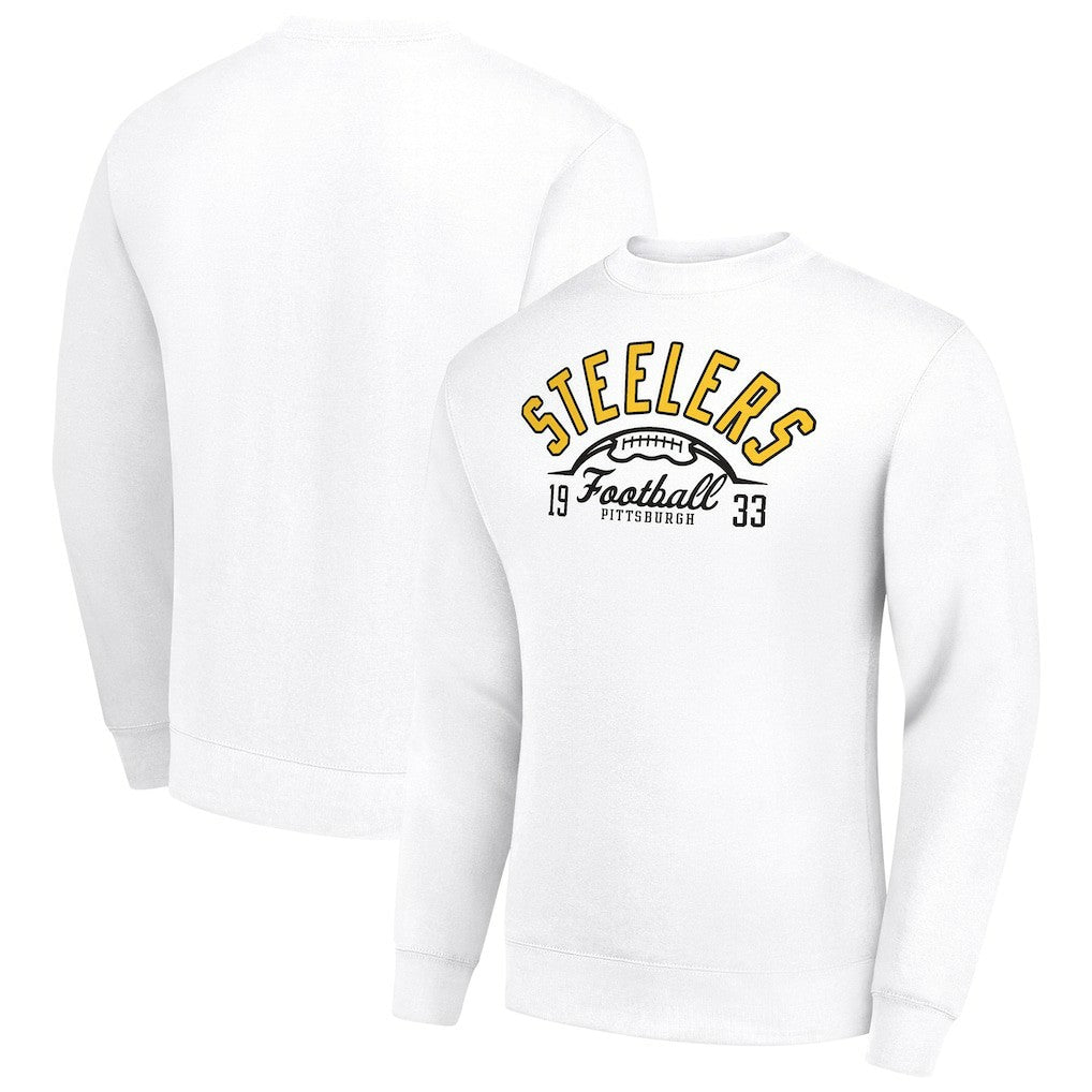 Pittsburgh Steelers Starter Half Ball Team Graphic Tri-Blend Fleece Pullover Sweatshirt - White Pullover