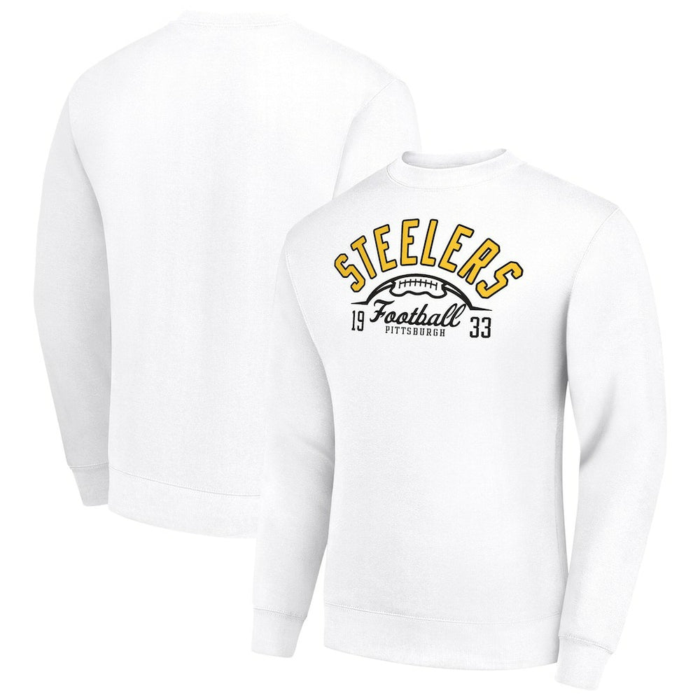 Pittsburgh Steelers Starter Half Ball Team Graphic Tri-Blend Fleece Pullover Sweatshirt - White Pullover