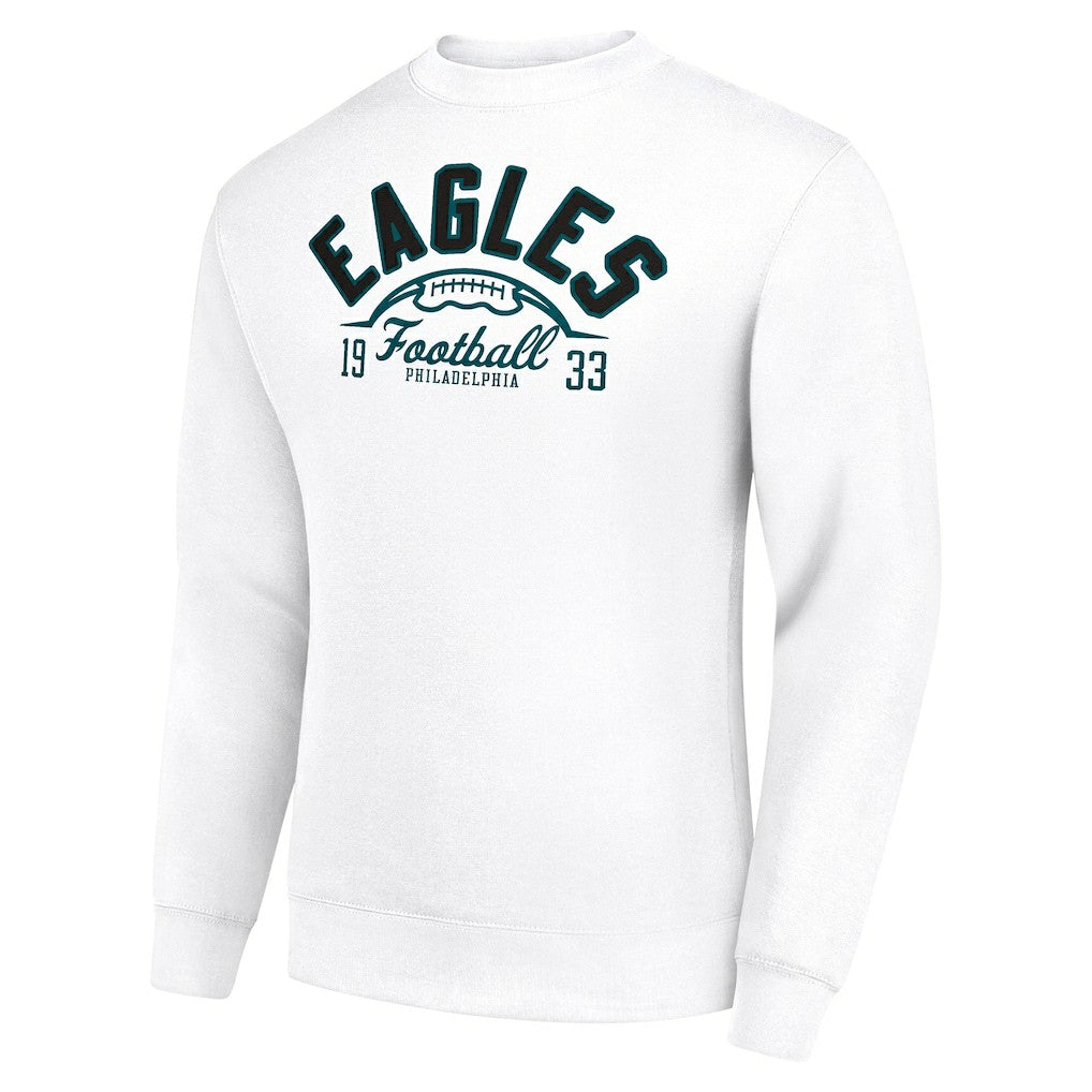 Philadelphia Eagles Starter Half Ball Team Graphic Tri-Blend Fleece Pullover Sweatshirt - White Pullover