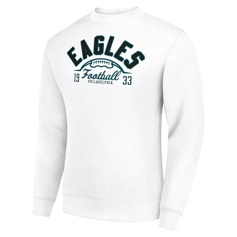 Philadelphia Eagles Starter Half Ball Team Graphic Tri-Blend Fleece Pullover Sweatshirt - White Pullover