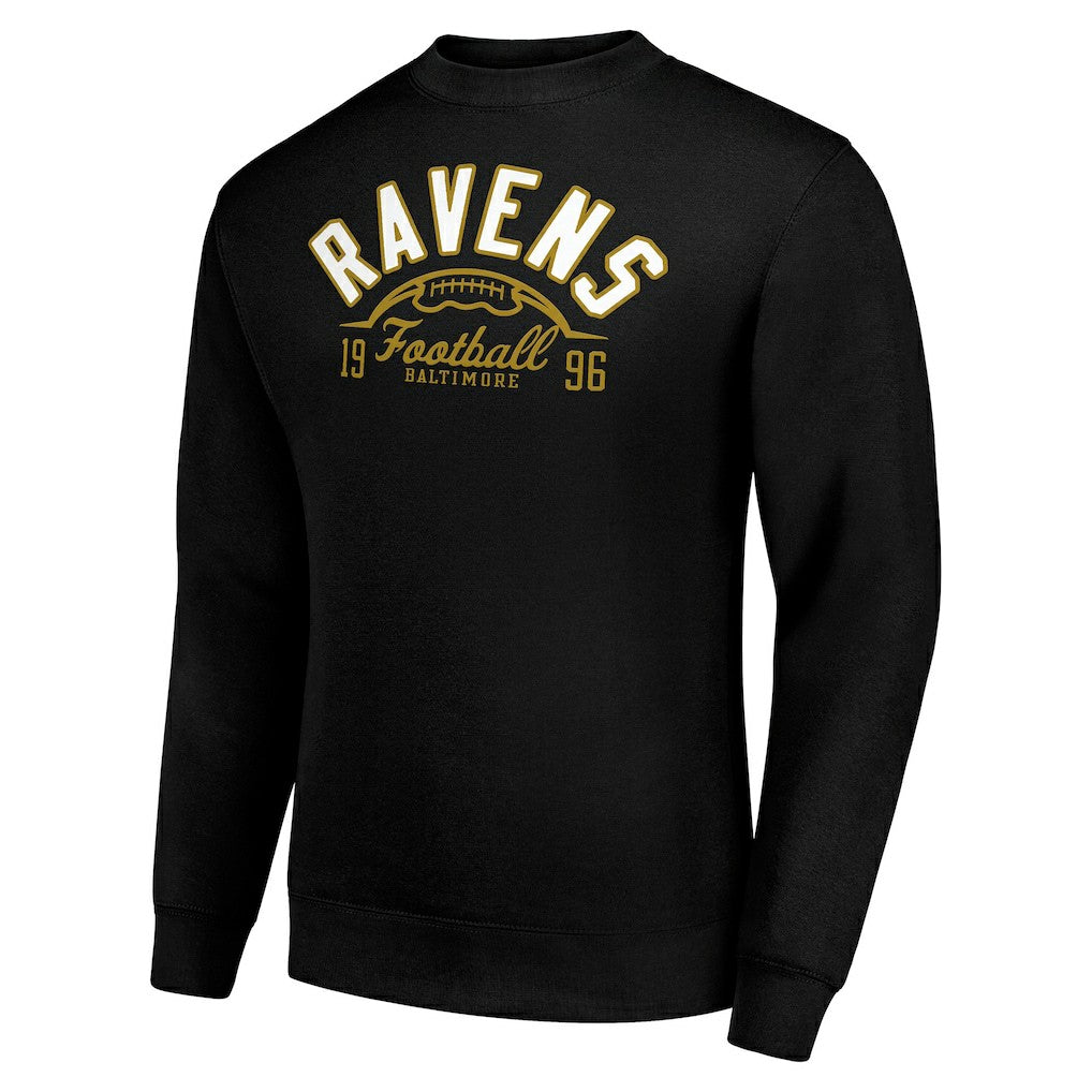 Baltimore Ravens Starter Half Ball Team Graphic Tri-Blend Fleece Pullover Sweatshirt - Black Pullover