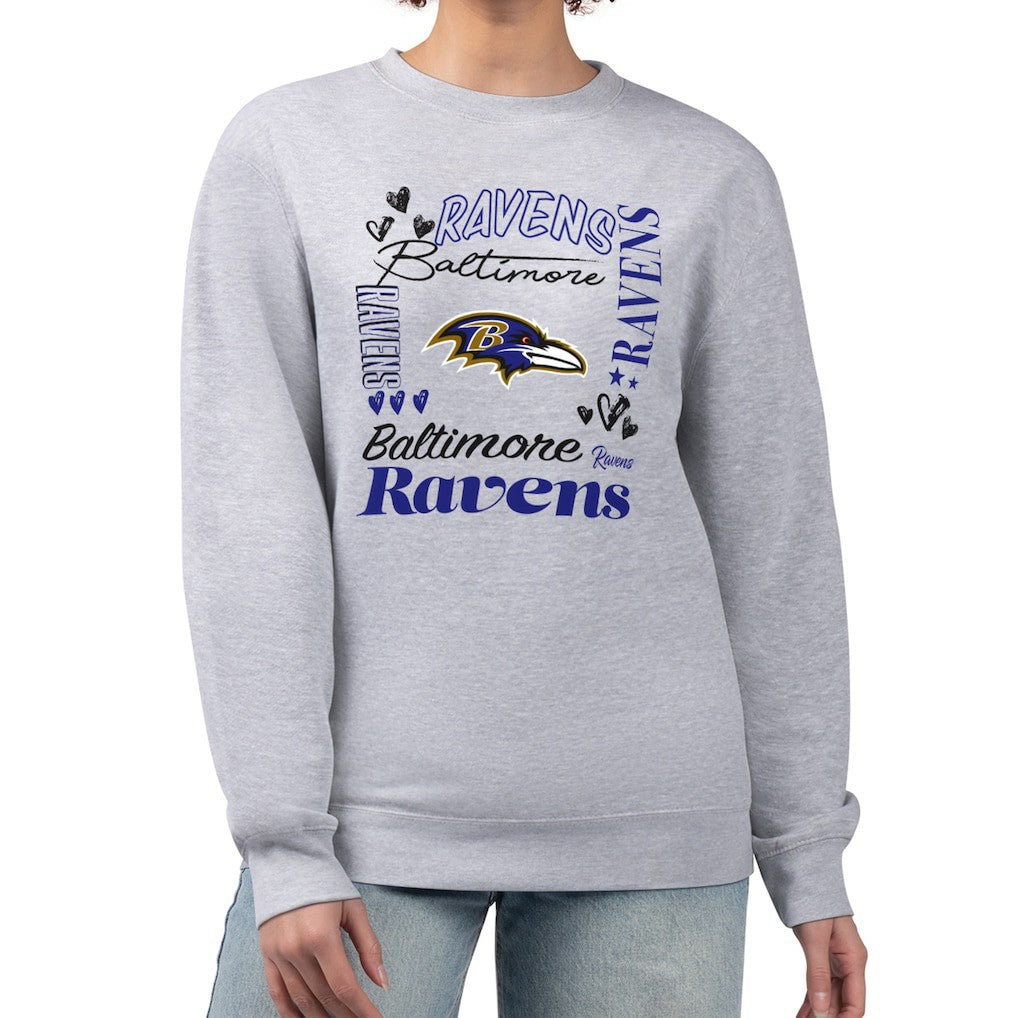 Baltimore Ravens G-III 4Her by Carl Banks Women's Collage Graphic Fleece Pullover Sweatshirt - Heather Gray Pullover