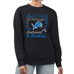 Detroit Lions G-III 4Her by Carl Banks Women's Collage Graphic Fleece Pullover Sweatshirt - Black Pullover