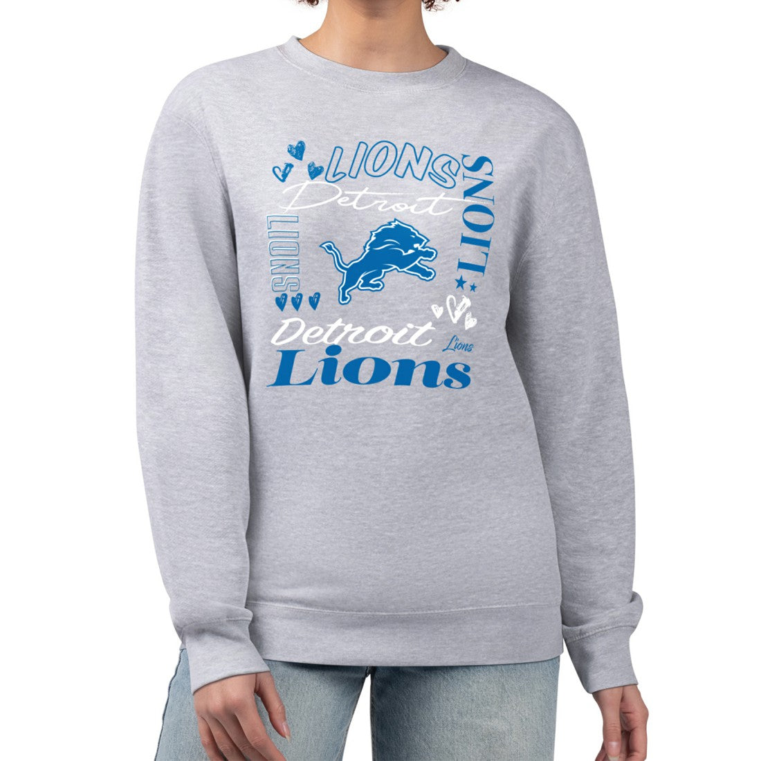 Detroit Lions G-III 4Her by Carl Banks Women's Collage Graphic Fleece Pullover Sweatshirt - Heather Gray Pullover