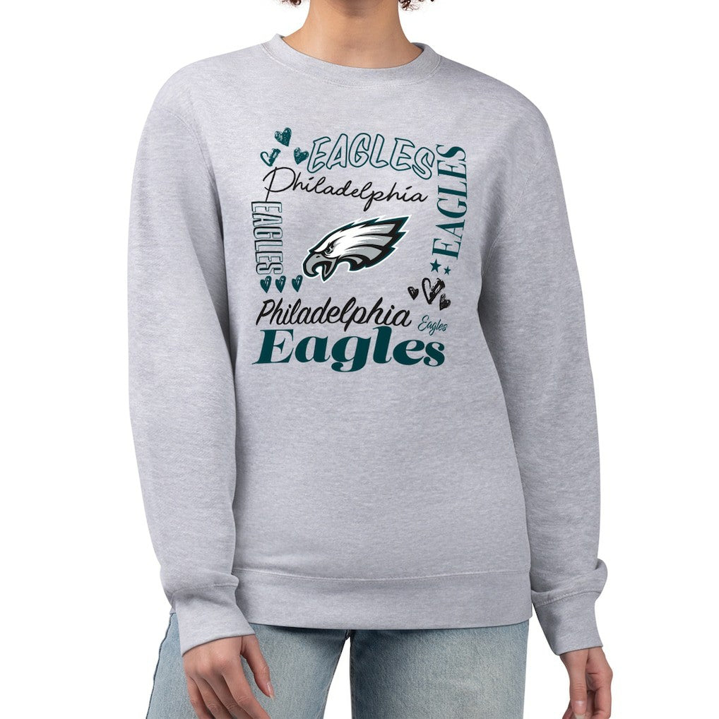 Philadelphia Eagles G-III 4Her by Carl Banks Women's Collage Graphic Fleece Pullover Sweatshirt - Heather Gray Pullover