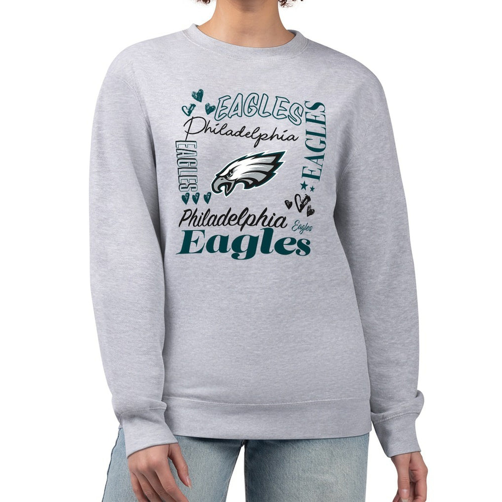 Philadelphia Eagles G-III 4Her by Carl Banks Women's Collage Graphic Fleece Pullover Sweatshirt - Heather Gray Pullover