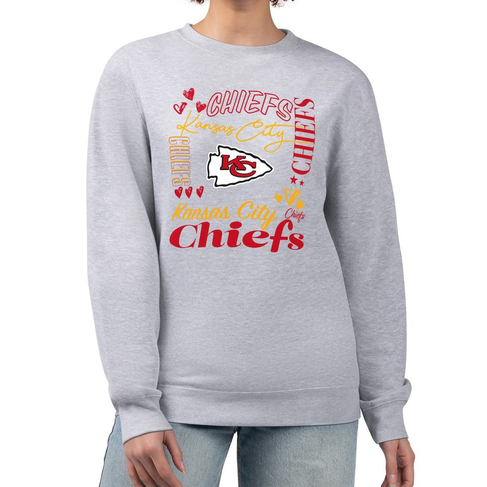 Kansas City Chiefs G-III 4Her by Carl Banks Women's Collage Graphic Fleece Pullover Sweatshirt - Heather Gray Pullover