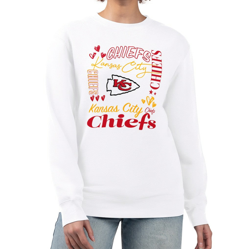 Kansas City Chiefs G-III 4Her by Carl Banks Women's Collage Graphic Fleece Pullover Sweatshirt - White Pullover