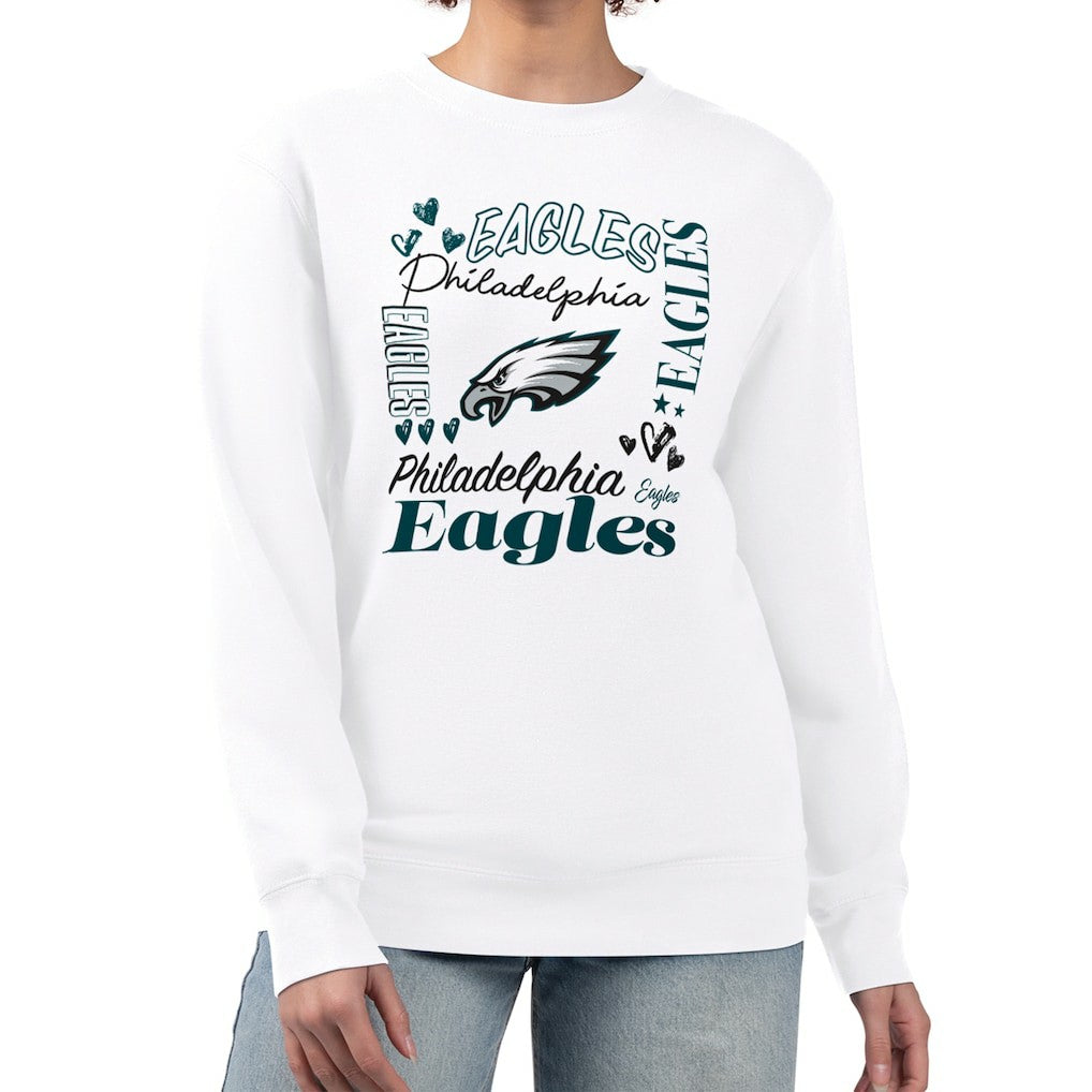 Philadelphia Eagles G-III 4Her by Carl Banks Women's Collage Graphic Fleece Pullover Sweatshirt - White Pullover
