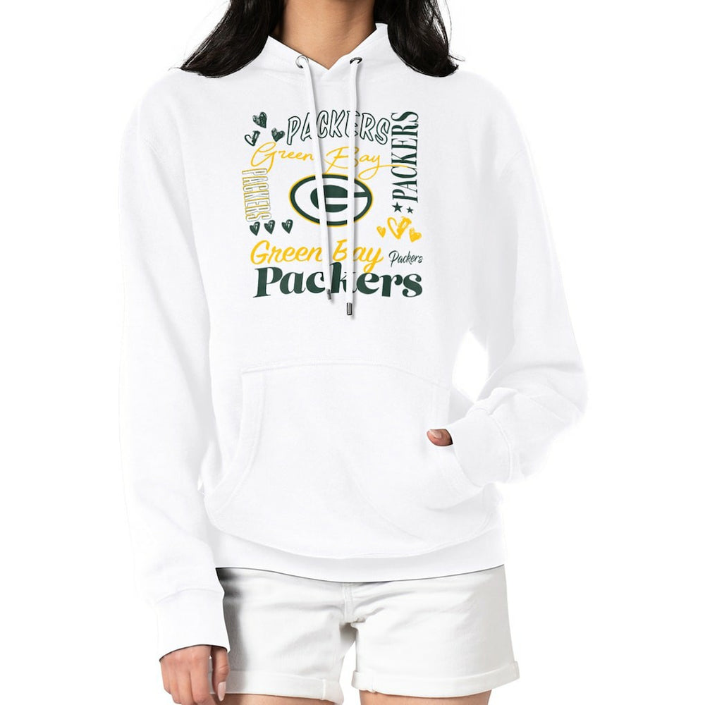 Green Bay Packers G-III 4Her by Carl Banks Women's Collage Graphic Fleece Pullover Hoodie - White Hoodies