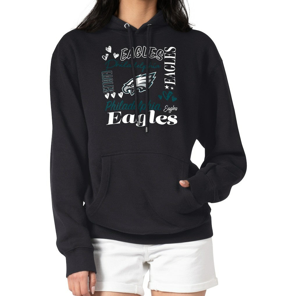 Philadelphia Eagles G-III 4Her by Carl Banks Women's Collage Graphic Fleece Pullover Hoodie - Black Hoodies