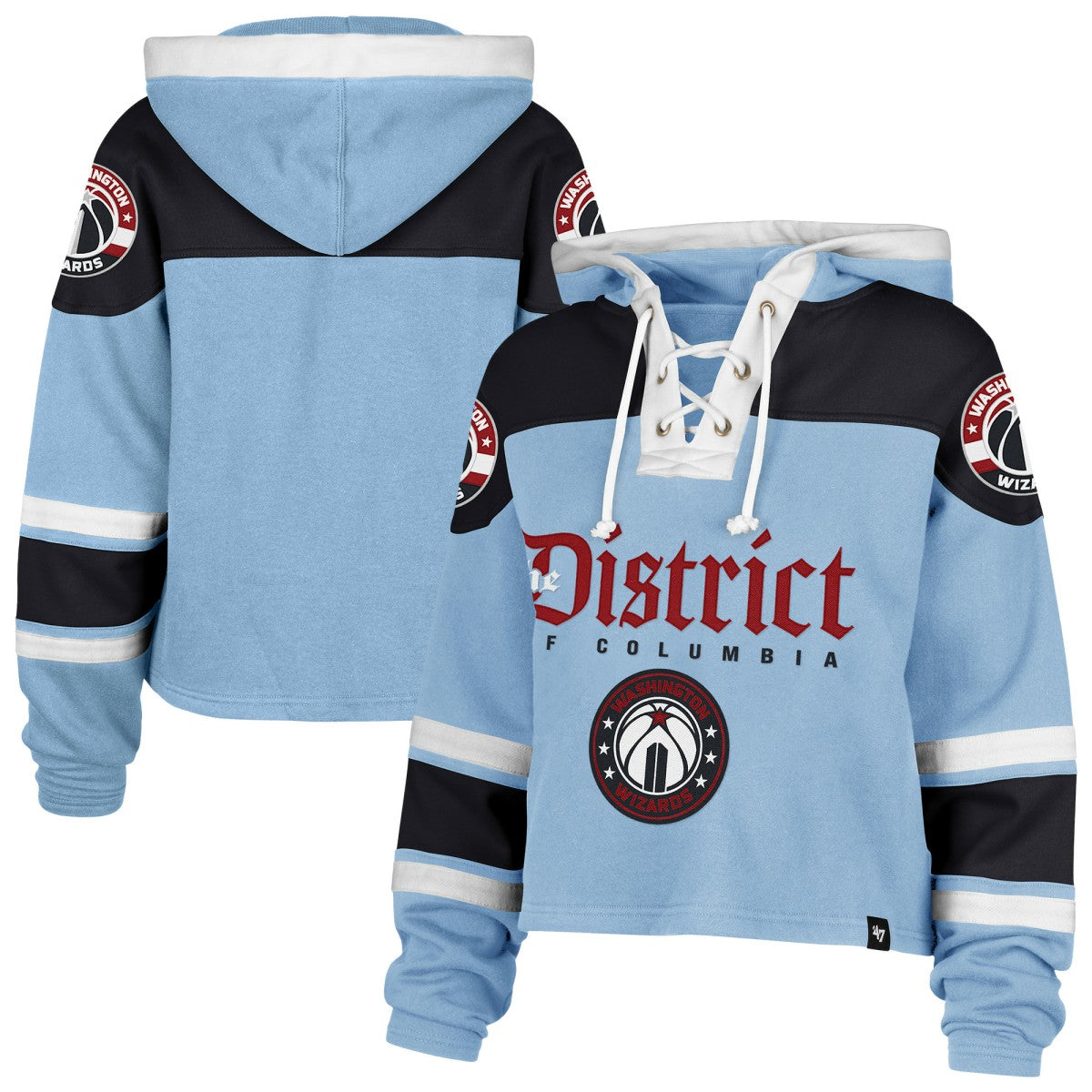 Washington Wizards '47 Women's 2024/25 City Edition Superior Cropped Lace-Up Pullover Hoodie Light Blue - 47 brand